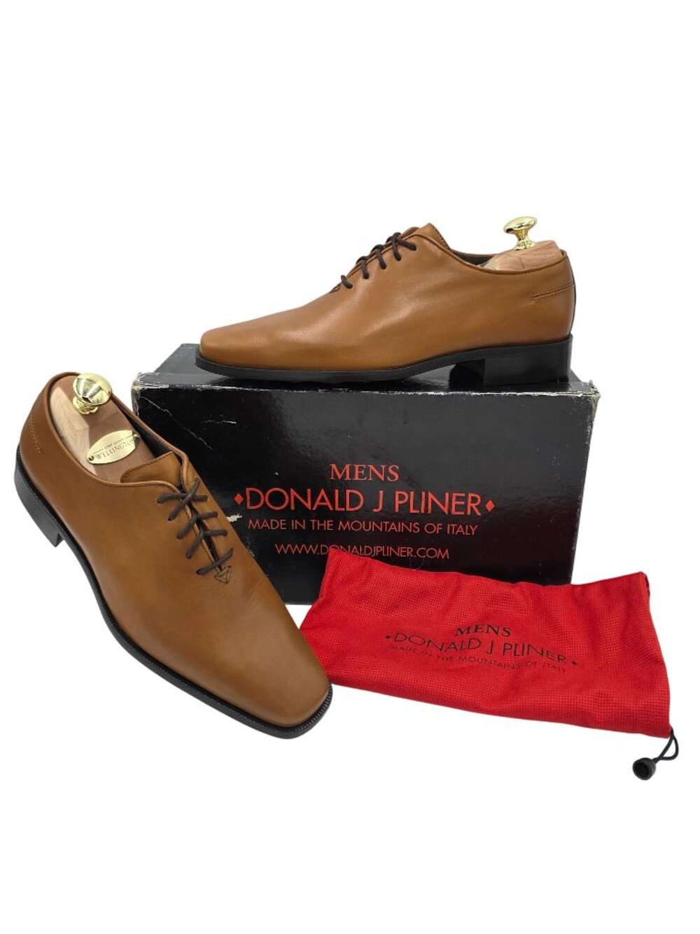 NEW Donald J. Pliner Italy Wholecut Tan Calf Leather Derby Mens 7M Dress Shoes